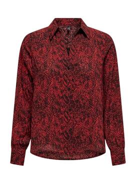 Camisa Only Shelly animal print rojo para mujer