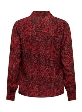 Camisa Only Shelly animal print rojo para mujer