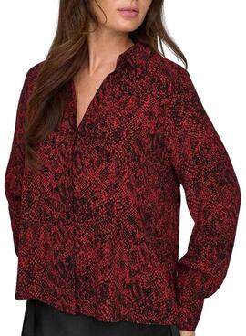 Camisa Only Shelly animal print rojo para mujer