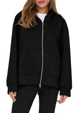 Sudadera Only Tanvi Oversize con cremallera negro para mujer