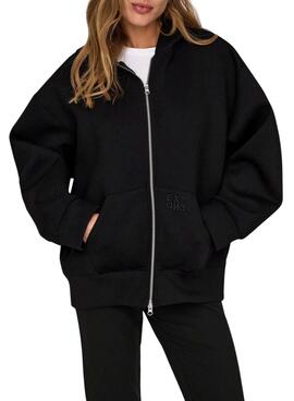 Sudadera Only Tanvi Oversize con cremallera negro para mujer