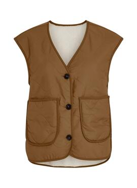 Chaleco Vila Vireteddy camel reversible para mujer