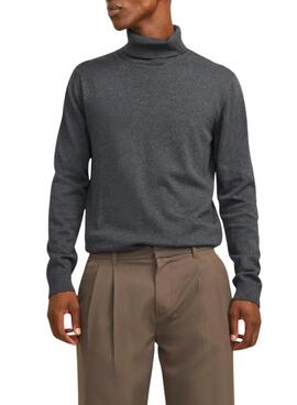 Jersey Jack and Jones Basic cuello vuelto gris para hombre