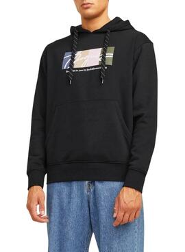 Sudadera Jack and Jones Portland Block con capucha negro para hombre