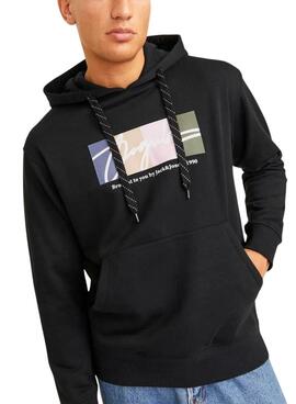 Sudadera Jack and Jones Portland Block con capucha negro para hombre