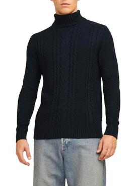 Jersey Jack and Jones Graig cuello vuelto marino para hombre