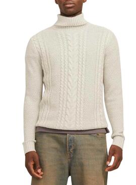 Jersey Jack and Jones Graig cuello vuelto beige para hombre