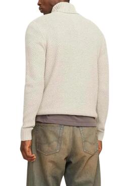 Jersey Jack and Jones Graig cuello vuelto beige para hombre