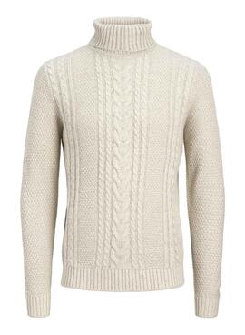 Jersey Jack and Jones Graig cuello vuelto beige para hombre