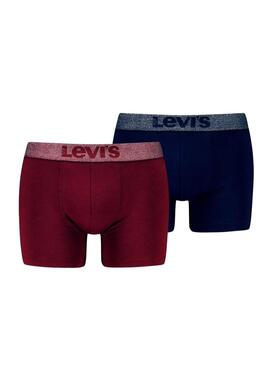 Pack 2 Calzoncillos Levis Melange Boxer marino y granate para hombre