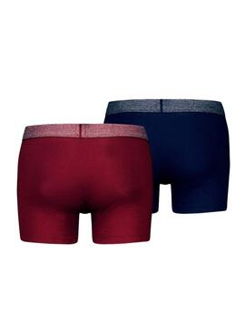 Pack 2 Calzoncillos Levis Melange Boxer marino y granate para hombre