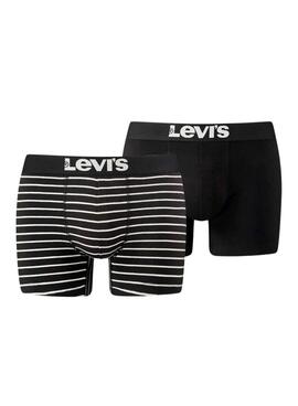 Pack de 2 Calzoncillos Levis estampado de rayas y negro para hombre