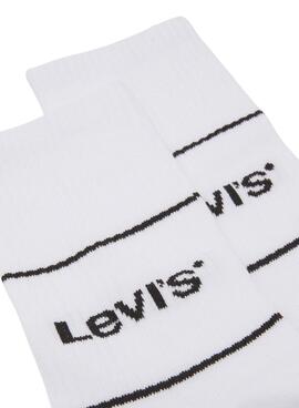 Pack de 2 calcetines Levis logo sport blanco para hombre y mujer