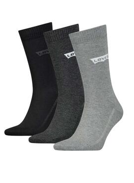 Pack 3 calcetines Levis Regular Batwing logo gris para hombre