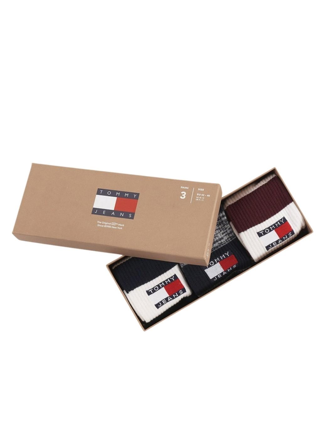 Caja tres calcetines Tommy Jeans Rugby rayas para hombre y mujer