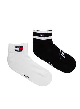 Packs 2 calcetines Tommy Jeans Sports Listas negro y blanco para hombre y mujer