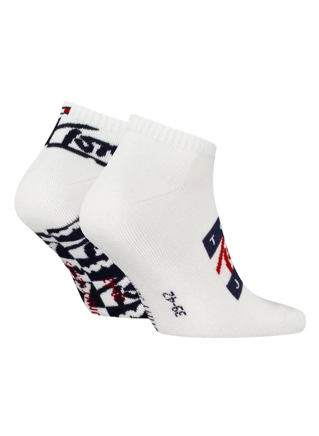 Pack 2 calcetines Tommy Jeans Sneaker Flag blanco para hombre y mujer