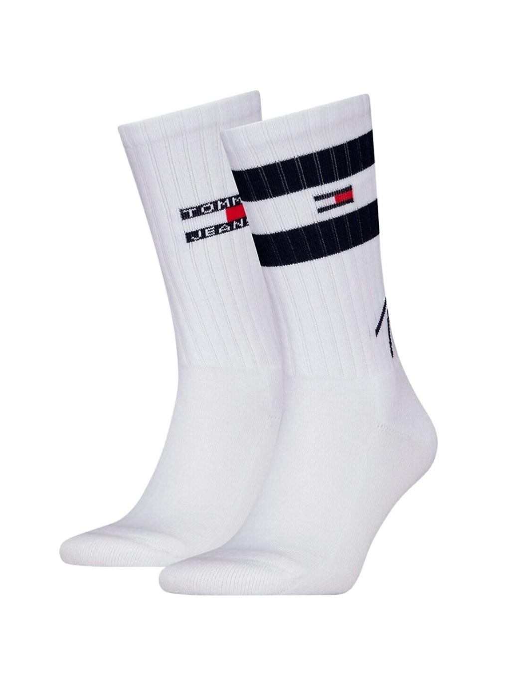 Pack 2 calcetines Tommy Jeans Sport Stripe blanco para hombre y mujer