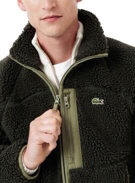 Chaqueta Lacoste borreguillo verde para hombre