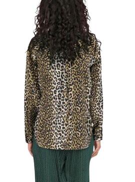 Camisa Only Jane animal print tostado para mujer