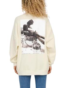 Sudadera Only Daze beige para mujer