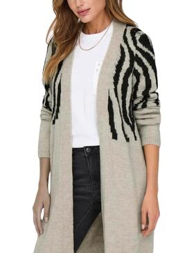 Chaqueta de punto Only Jade zebra beige para mujer