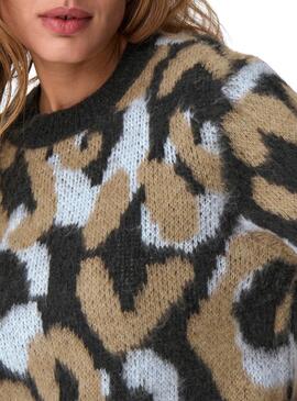 Jersey Only Wild animal print azul y camel para mujer