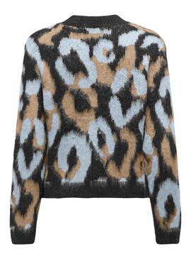 Jersey Only Wild animal print azul y camel para mujer