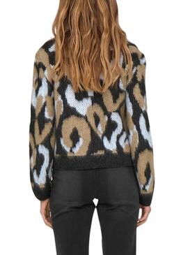 Jersey Only Wild animal print azul y camel para mujer