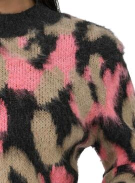 Jersey Only Wild animal print rosa y camel para mujer