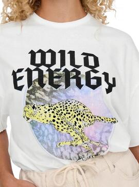 Camiseta Only Lucy Wild Energy blanco para mujer