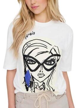 Camiseta Only Katie Create blanco para mujer