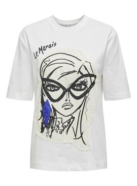 Camiseta Only Katie Create blanco para mujer