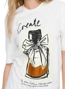 Camiseta Only Katie Create blanco perfume para mujer