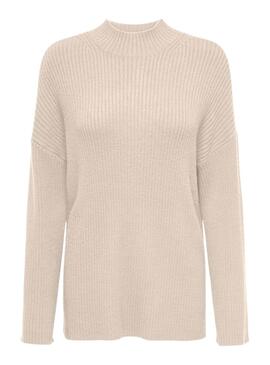 Jersey Only Katia cuello alto beige para mujer