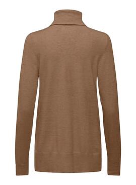 Jersey Only Ibi Long cuello vuelto camel para mujer