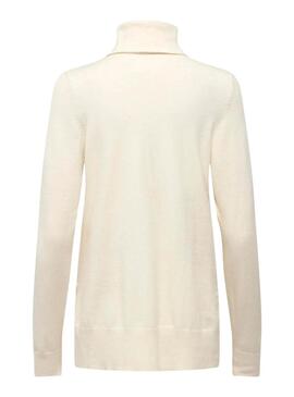 Jersey Only Ibi Long cuello vuelto beige para mujer