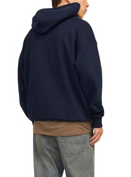 Sudadera Jack And Jones Victo marino con capucha para hombre