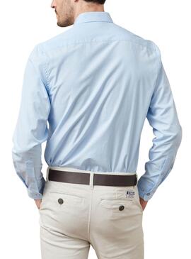 Camisa Altonadock azul lisa para hombre