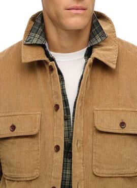 Sobrecamisa Superdry Surplus de pana acolchada camel para hombre 