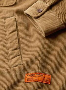 Sobrecamisa Superdry Surplus de pana acolchada camel para hombre 