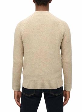 Jersey Superdry raglán grueso beige para hombre