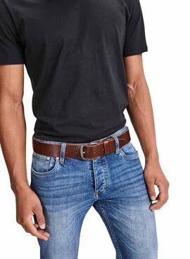 Cinturón Jack And Jones Paul marrón de piel para hombre