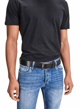 Cinturón Jack And Jones Paul negro de piel para hombre