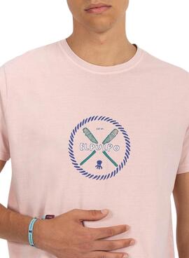 Camiseta El Pulpo estampado remos rosa para hombre