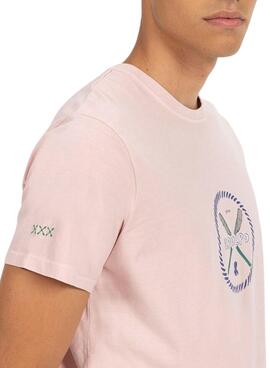 Camiseta El Pulpo estampado remos rosa para hombre