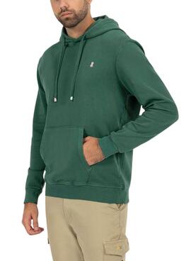 Sudadera El Pulpo capucha verde bordado para hombre