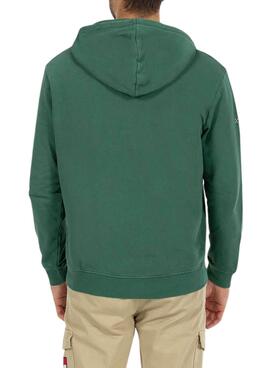 Sudadera El Pulpo capucha verde bordado para hombre