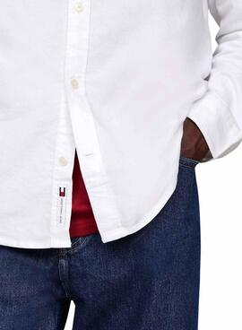 Camisa Tommy Jeans Entry Oxford Blanco Para Hombre