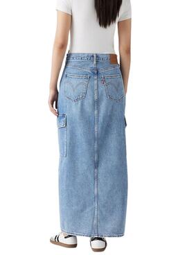 Falda Levis Column Azul Tobillera para Mujer